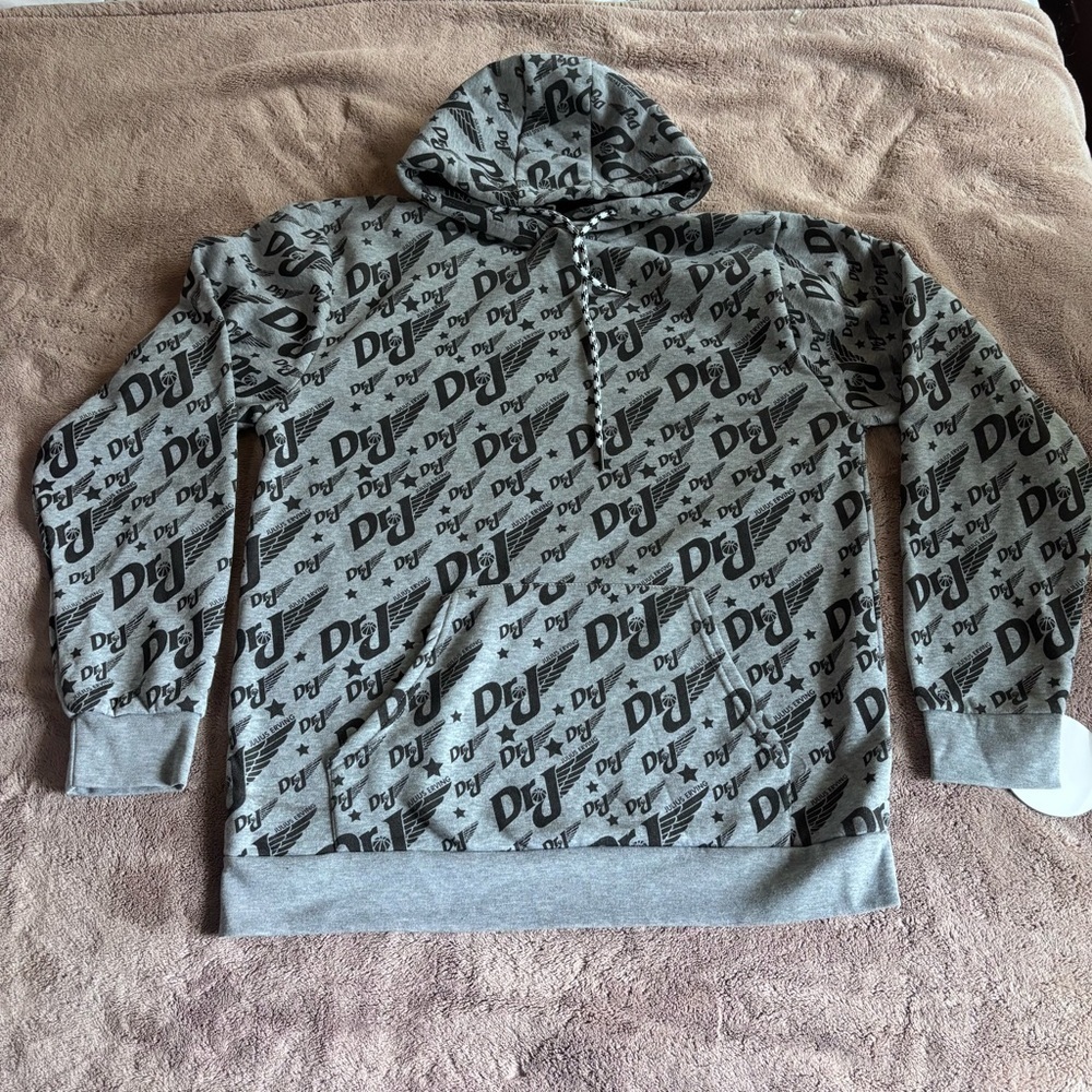 Julius Erving Dr J Mens XL All Over Print Hoodie Grey Basketball Sweatshirt NWT